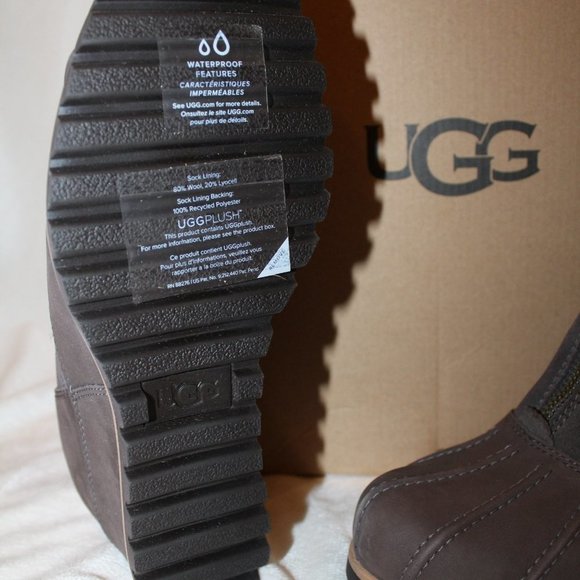 NIB UGG WOMEN'S WEDGE REGGIE SUEDE ZIP UP ANKLE BOOTS - Picture 8 of 8